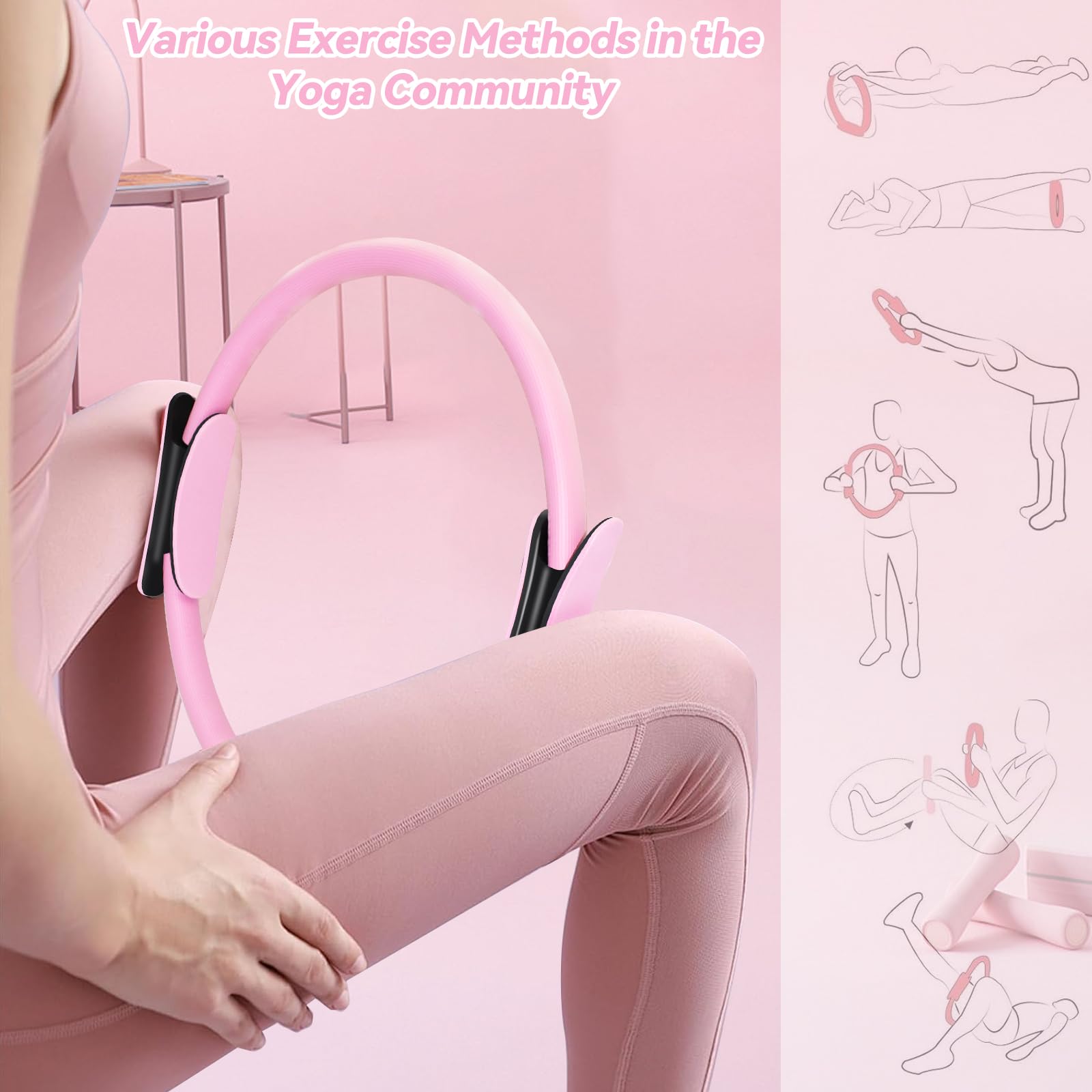 Pilates Circle Essentials,13 Impostare Kit Pilates Casa, Kit da Yoga da Donna, per Allenamenti Casa e Studio