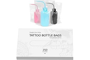250 Disposable Wash Bottle Bags for Tattoo Supplies in Odorless and Transparent White