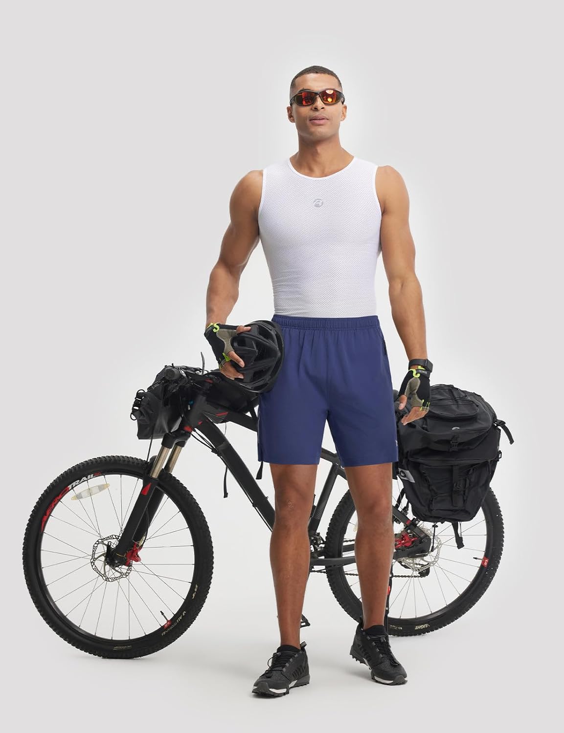 baleaf Men's 7" Mountain Bike Shorts 4D Padded Loose-fit MTB Cycling Riding Bicycle Biker Short Zipper Pockets