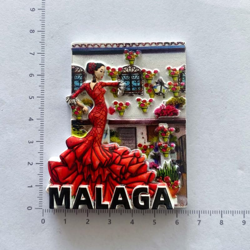 Imán decorativo 3D de flamenca roja de Málaga miniatura 4