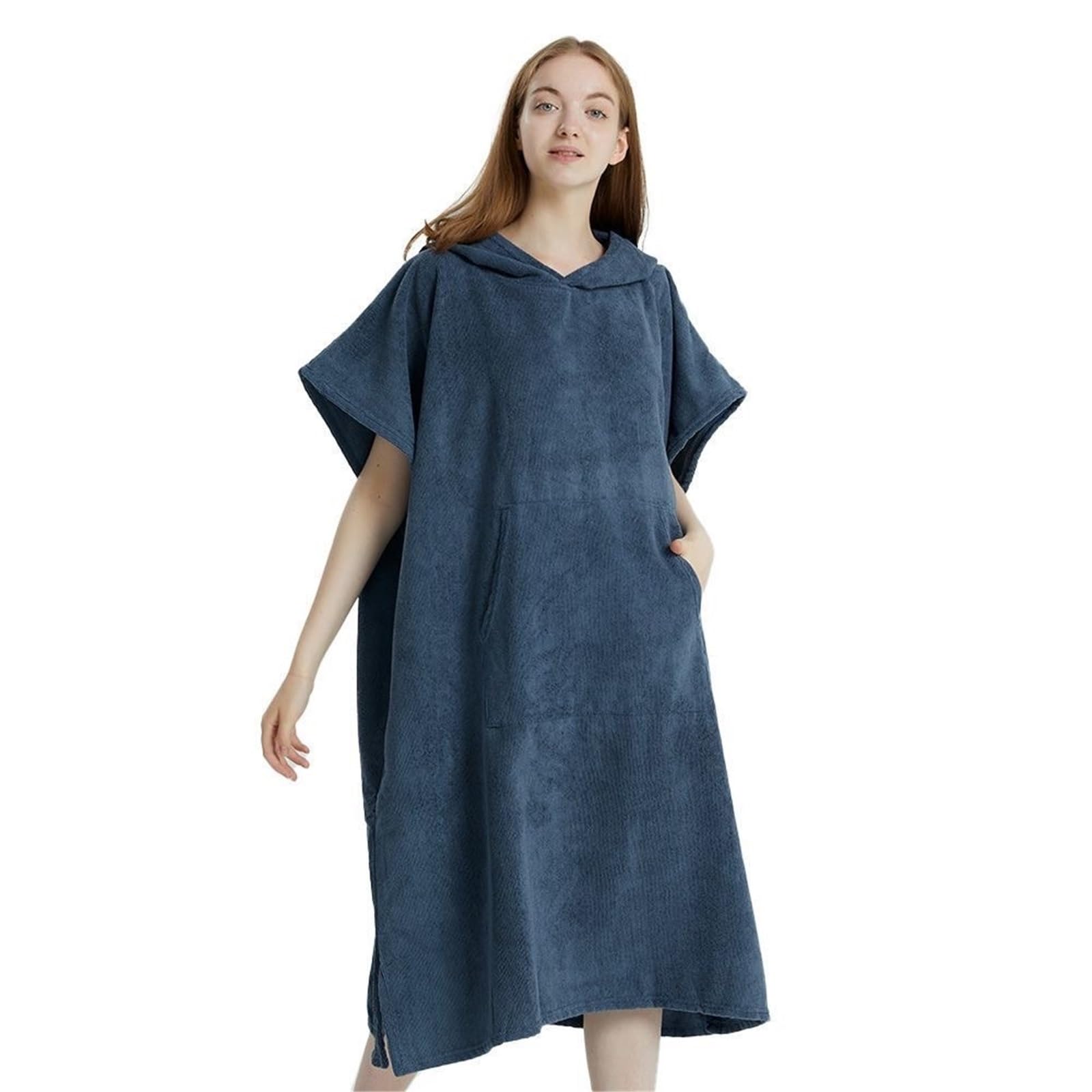 Serviette de Surf Poncho à séchage Rapide Sweat Capuche Peignoir Plage Bain Langer for Adultes Peignoir de Plage(Dark Blue)