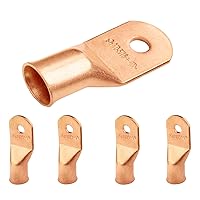 Vista 195 de SELTERM - 2 terminales de anillo resistentes para cable de batería, calibre 4 AWG, pernos de 3/8 pulgadas, terminales de calibre 4, ojales de cobre