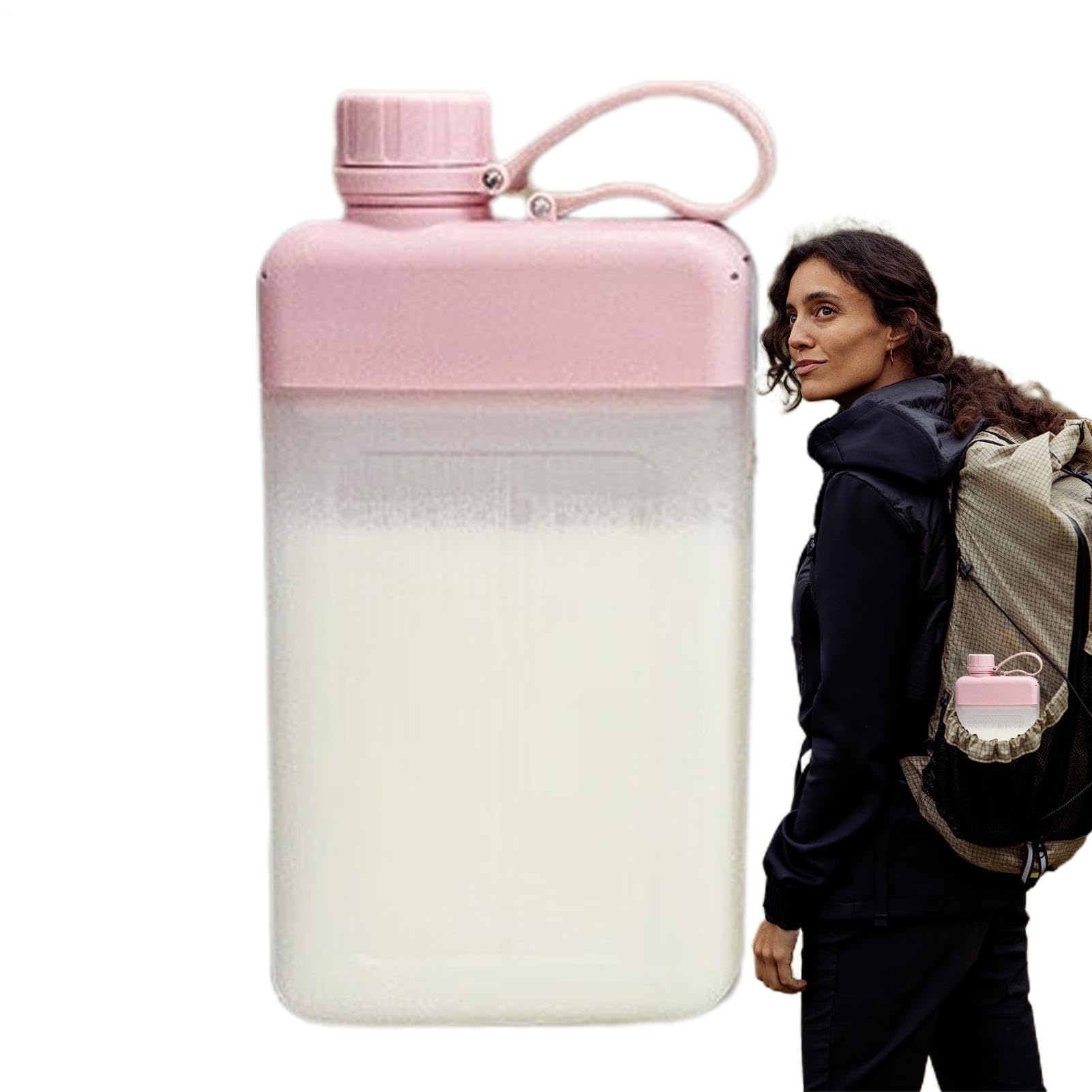 Flat Bottle,450ml Small Flat Water Bottle | Purse Water, Pocket-Friendly, Drinking Bottles, Compact Transparent Simple Gym For Travel Gym Camping Hiking