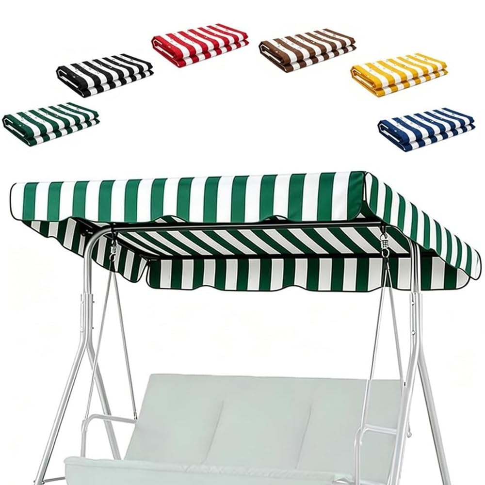 Générique Toit De Rechange De Balançoire Extérieur, Toit De Remplacement pour Balancelle Jardin 191x120 249x185cm Toile De Rechange Balançoire Imperméable(Green White,142x120cm/56x47in)