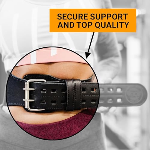 Miniatura 2 de WARM BODY COLD MIND Cinturón de cuero para levantamiento de pesas, cinturón ajustable de 4 pulgadas con hebilla para entrenamiento, sentadillas,