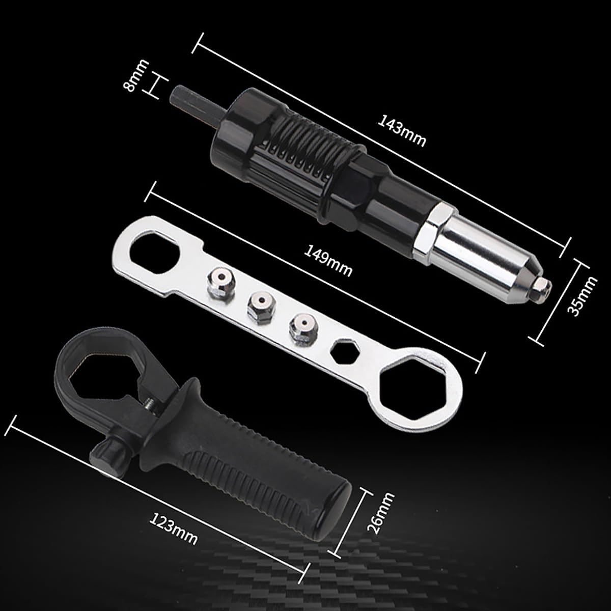 POFET Adattatore per Pistola Rivetto Elettrico Adattatore per Rivetti Ciechi Adattatore per Rivettatrice per Avvitatori a Batteria e Trapani