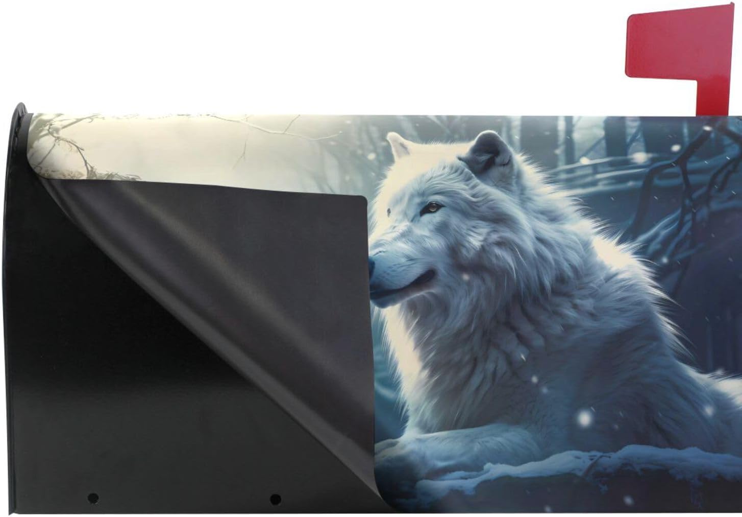 White Forest White Wolf Animal Magnetic Mailbox Cover MailWraps Garden Yard Home Decor for Outside Standard Size-18"x 20.8"