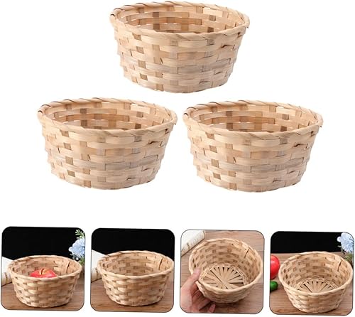 Miniatura 3 de UPKOCH Cesta de bambú de 3 piezas para huevos, mini cesta de huevos artesanales, cestas de almacenamiento decorativas para aperitivos, cesta de