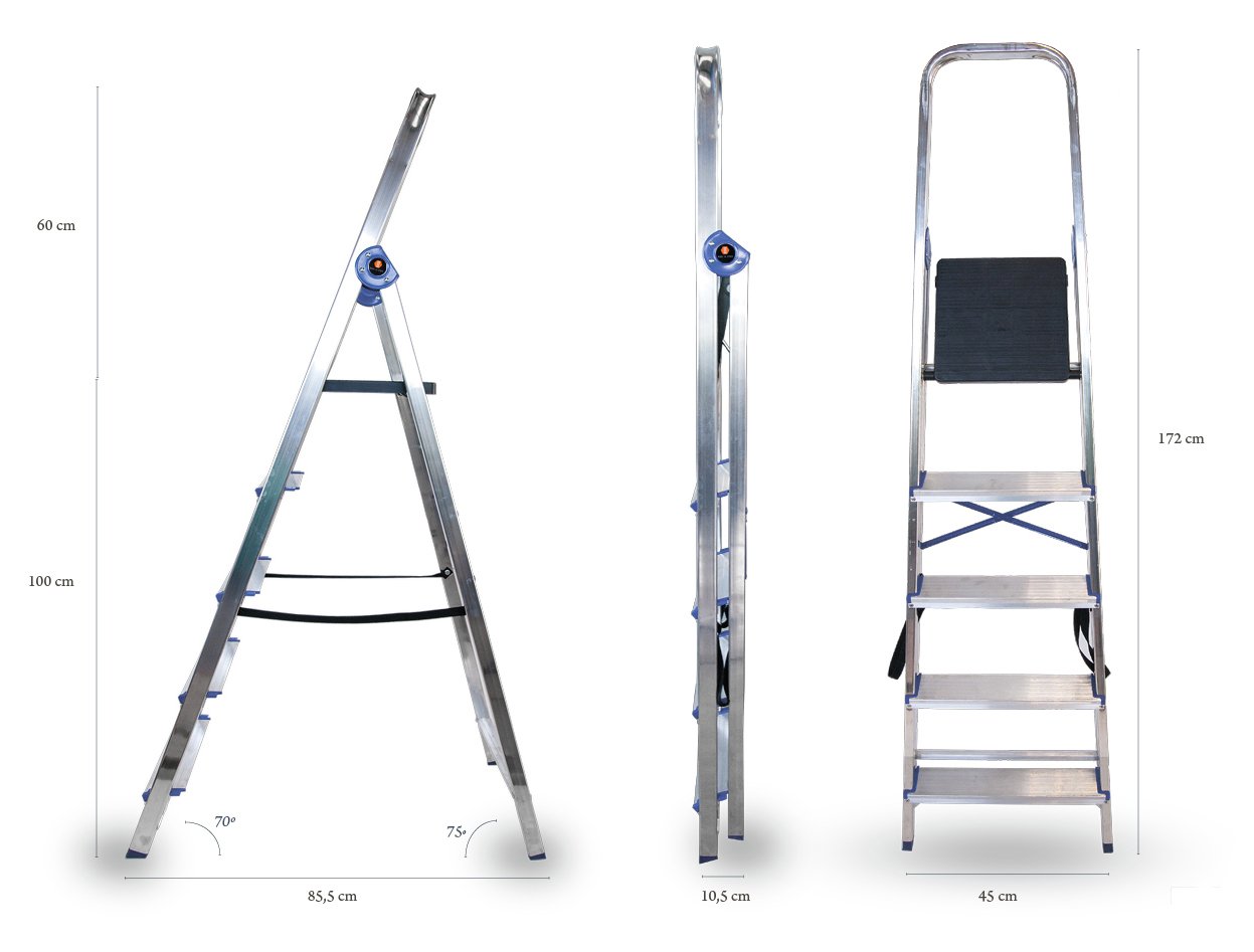 DN05 - Escalera domestica (aluminio, 5 peldaños, EN131)