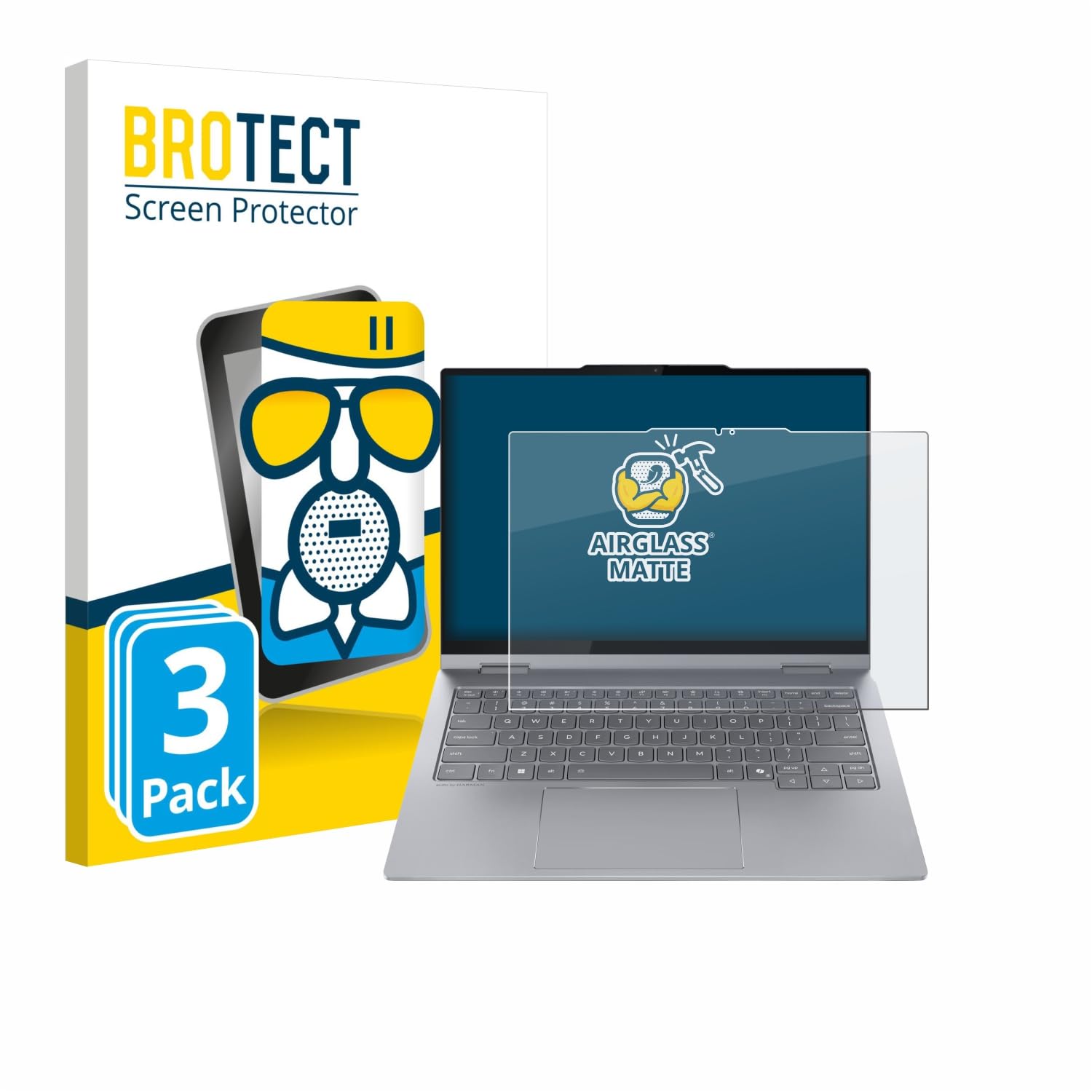 BROTECT Entspiegelungs Schutzglas für Lenovo ThinkBook 14 2-in-1 Gen 5 (3 Stück) Schutzfolie Matt [Extrem Kratzfest 9H, Anti-Fingerprint]