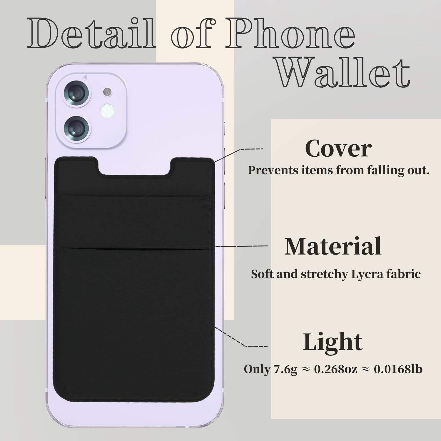 3 Pack Adhesive Phone Card Holder for iPhone Case, Cell Phone Stick on Card Wallet Pocket Sleeve, Store Credit Cards/ID Cards for the Back of iPhone and All Smartphones - Black image 3 of 3 B0D93VGMTP