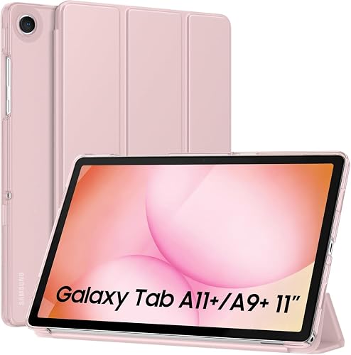 MOCA Case for Samsung Galaxy Tab A11 Plus / A11+ 11 Inch 2026, Galaxy Tab A9 Plus / A9+ Case 11 Inch 2024, Slim Stand Protective Smart Cover with Hard PC Translucent Back Shell (Pink)