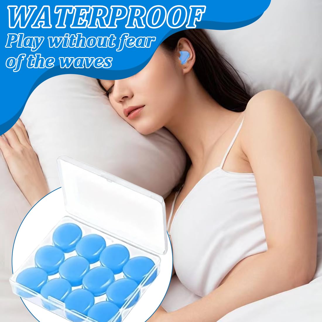 12 Paia Di Tappi Per Le Orecchie Morbidi, Tappi Per Le Orecchie In Silicone Sigillante Tappi Per Le Orecchie Modellabili Per Dormire Nuotare Bianco~p119638023