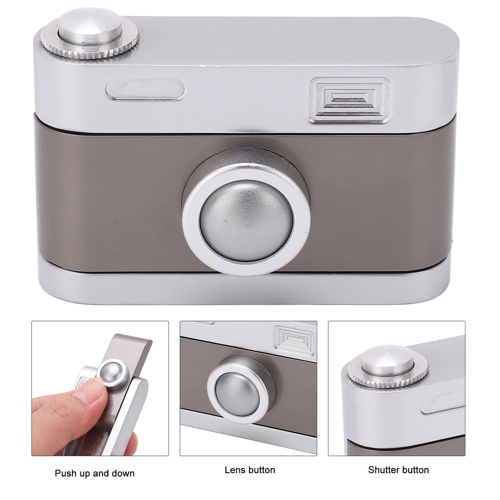 Dpofirs Fidget Slider Push Slider Fidget Clicker Fidget Toys, Jouet en Forme de Caméra TDAH Push Slider Jouet Adulte Métal Presse anxiété Soulagement du Stress Curseur