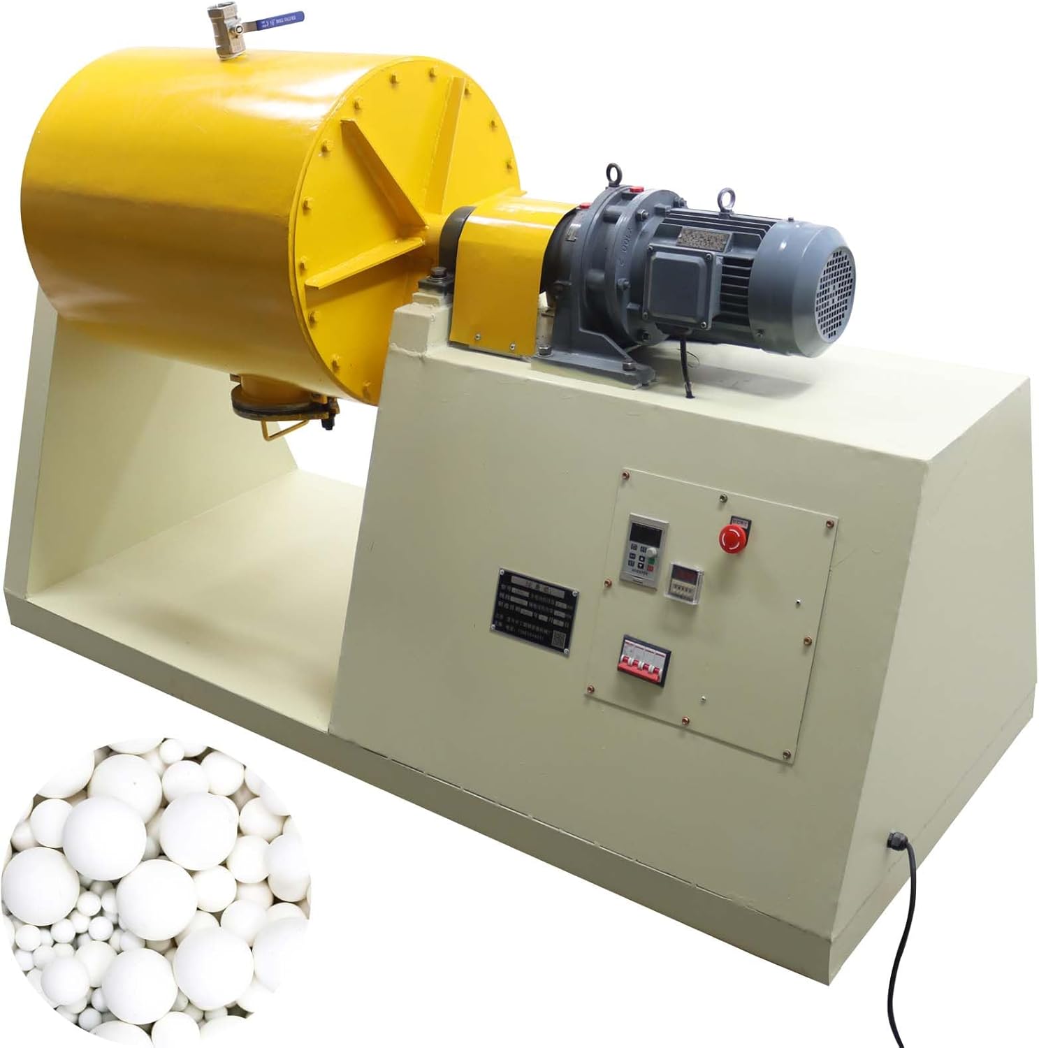 220V Horizontal Drum Ball Mill Machine 110.2LBs Wet Grinding with Ceramic Lining 1.5KW Motor for Gold Extraction, Laboratory Material Mixing Pulverizing with 75KG Alumina Milling Balls