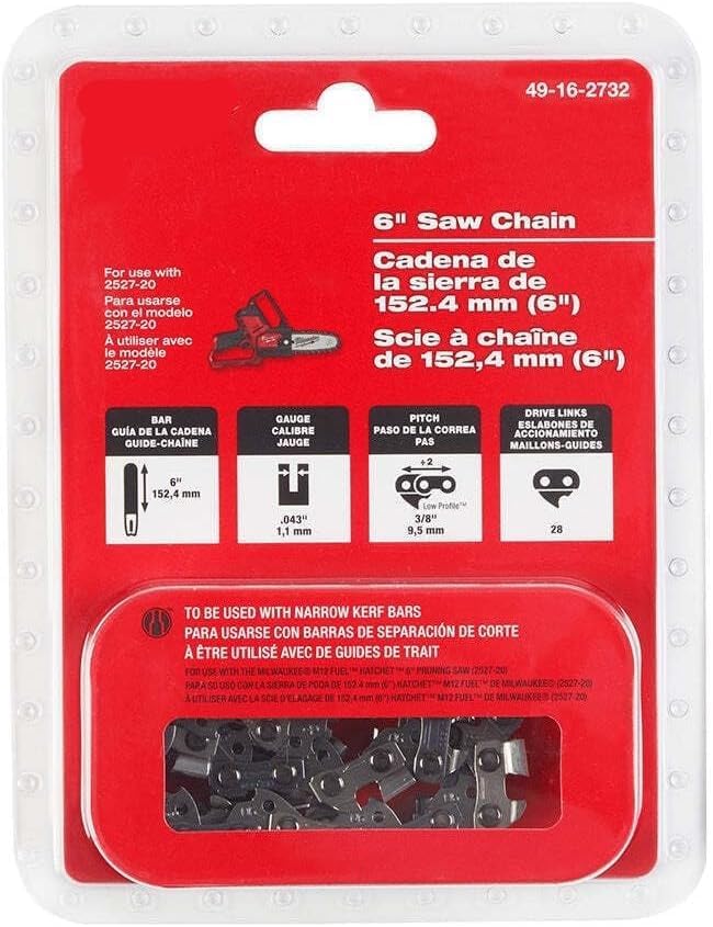 Chainsaw Chain For Milwaukee 49-16-2732 6"" Saw Chain For M12 Fuel Hatchet 6"" Pruning Saw It Is Made From Durable Steel And For A Wide Range Of Pruning And Cutting