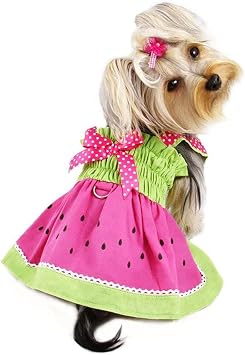 Klippo Dog/Puppy Sundress/Party/Christmas/Holiday/Valentines Day/Festive/Fancy/Formal Sparkling Bow Dress for Small Breeds X-Small, Watermelon