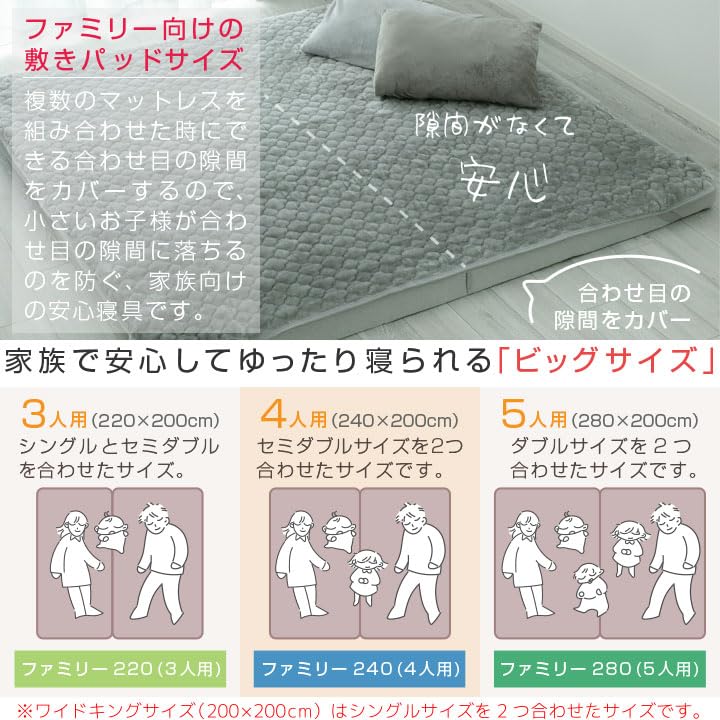 Amazon｜supisupi 敷きパッド ワイドキング ファミリーサイズ 200 220