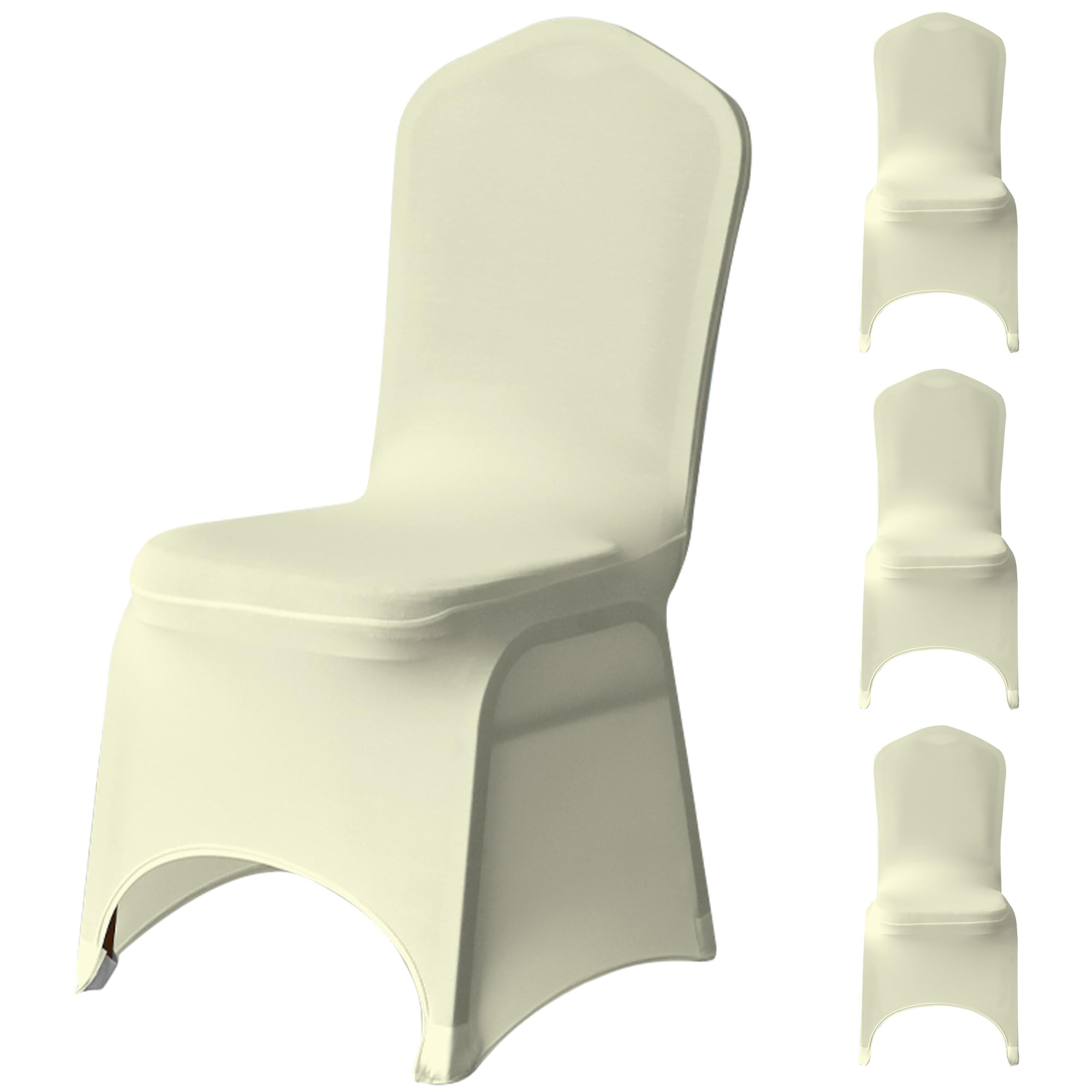 WedDecor Universal Wedding Chair Covers, 4Pcs Ivory Spandex Stretch Dining Chair Slipcovers, Washable Banquet Chair Covers for Parties, Events & Celebrations — image 1