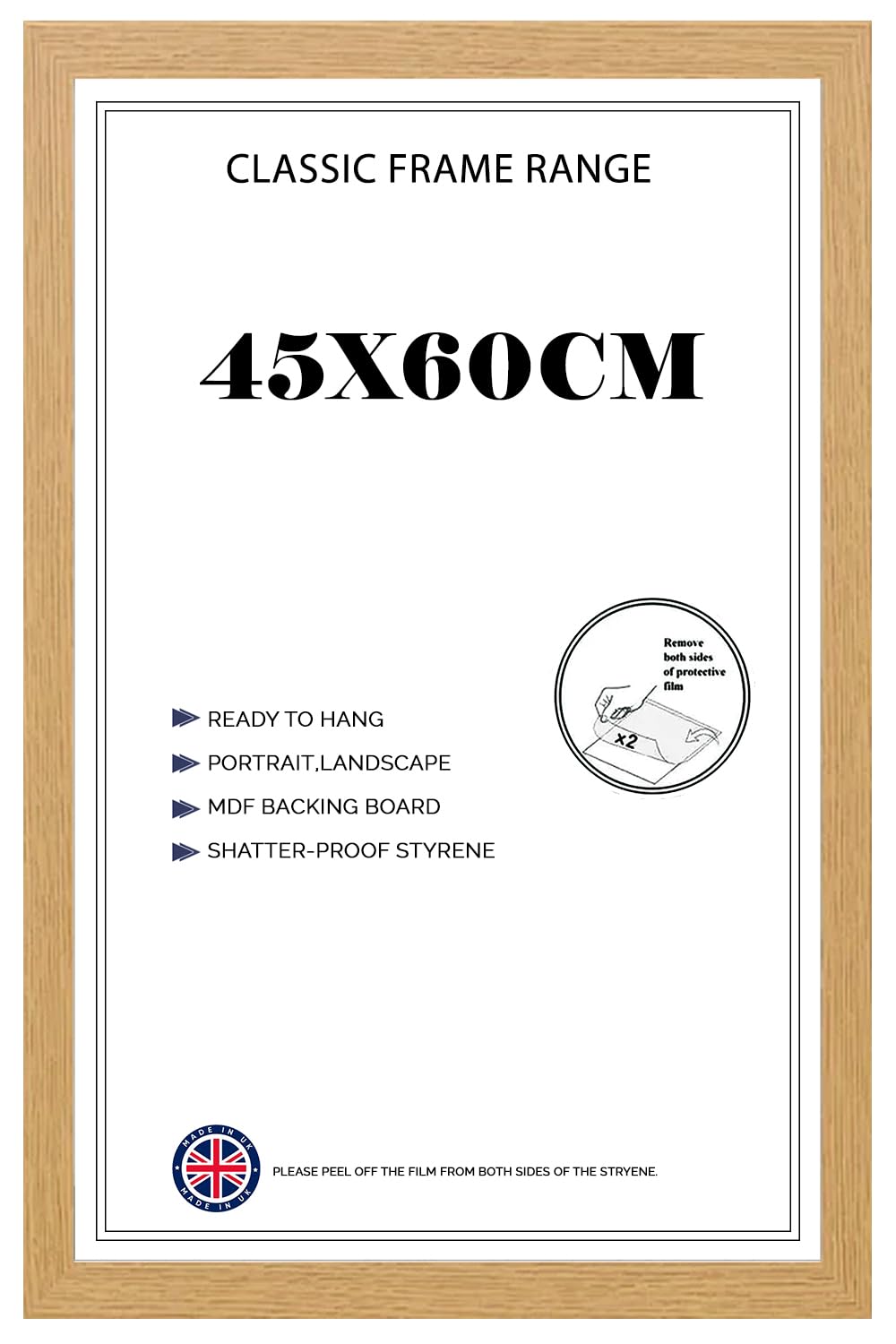 Modern Wide Poster Frame 45x60cm MDF HD Clear Front Jigsaw Puzzle Portrait or Landscape Oak โ image 1