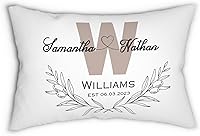 Vista 23 de Funda de almohada personalizada para boda con nombres de la pareja y fecha personalizada, almohada con monograma para aniversario de boda