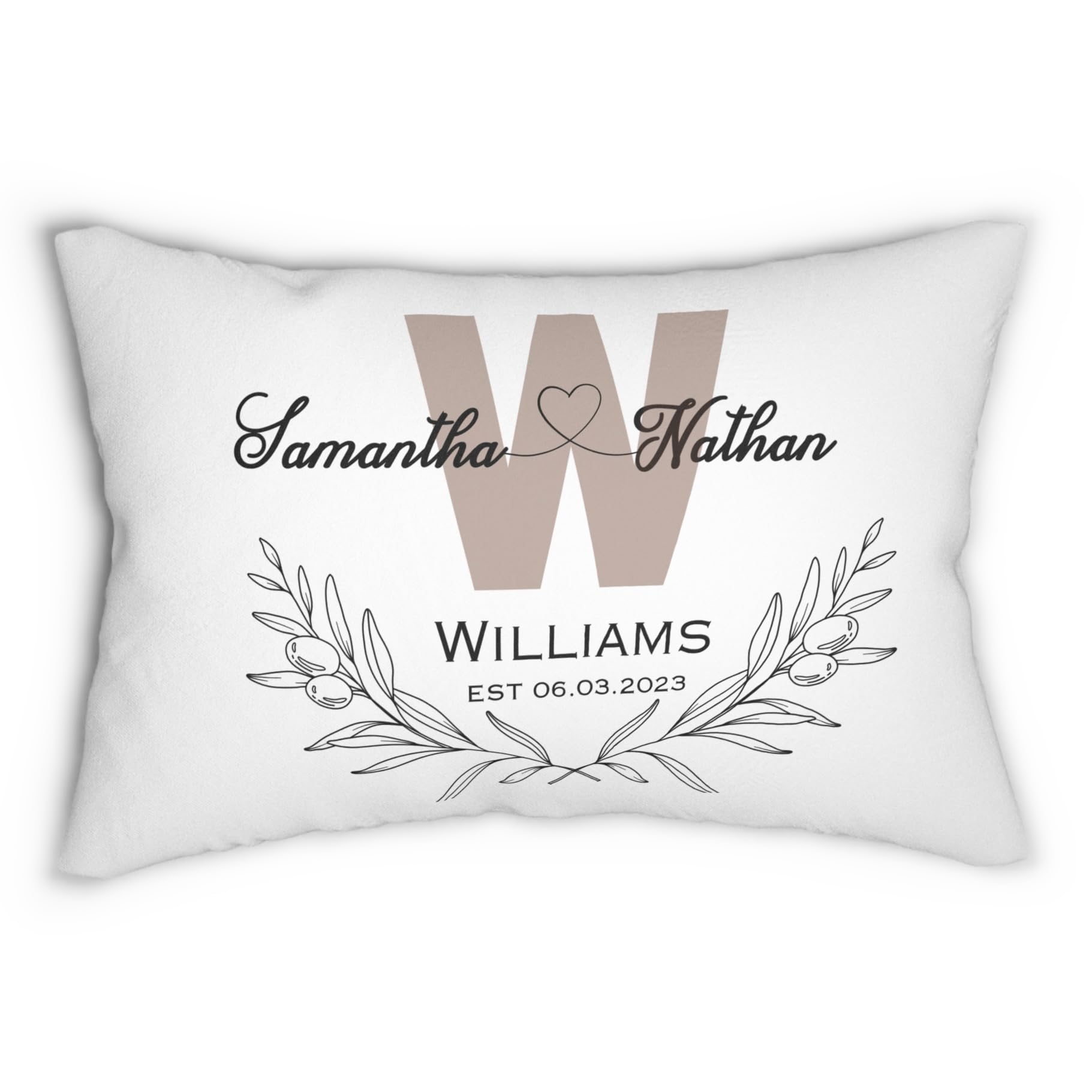 Personalized Wedding Gift Pillow with Couple Names Date Custom Monogram Cushion for Marriage Anniversary Housewarming Present Romantic Keepsake