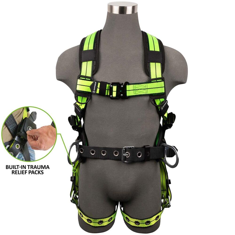 Safewaze 023-1245 PRO+ Construction Harness: 3D, QC Chest, TB Legs, Trauma relief (XL)