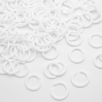 100 Pcs 2/3 Inch Plastic Binder Rings, White Loose Leaf Book Rings Index Card Ring, Flexible Keychain Clips for Book, Index Cards, Notebook Paper White, 15mm