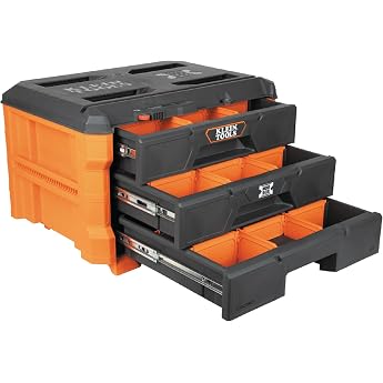 Klein Tools 54823MB MODbox 3 Drawer Toolbox Organizer, Heavy Duty Tool Storage, Stackable Module, Holds 50 lbs