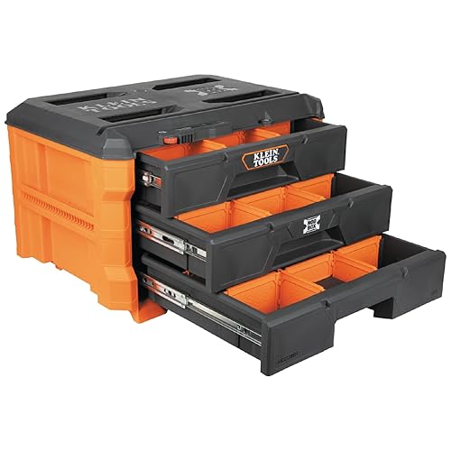 Klein Tools 54823MB MODbox 3-Drawer Tool Box Organizer, Heavy-Duty Tool Storage, Stackable Module, 50-Pound Capacity