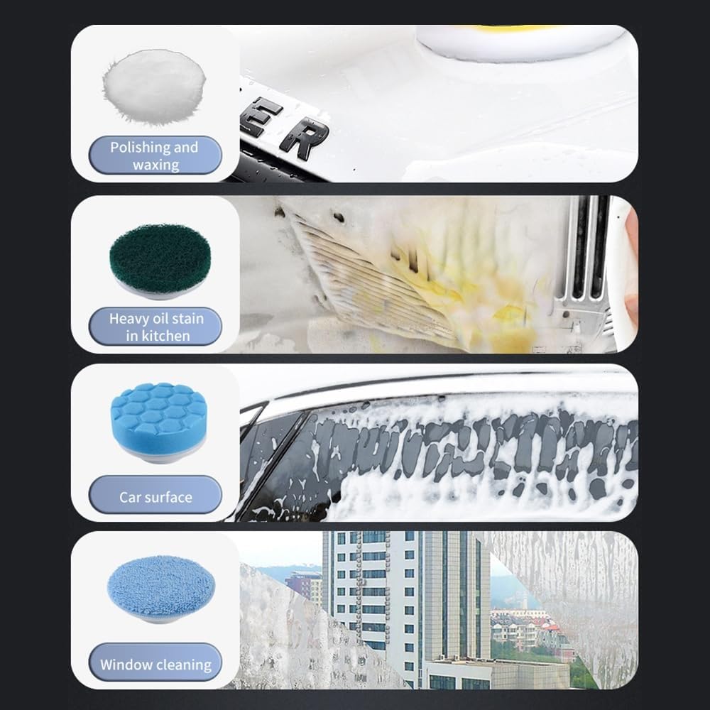 Fregadora Giratoria Eléctrica Inalámbrica, Cepillo De Limpieza Retráctil Eléctrico Multiusos Con 7 Cabezales De Cepillo Reemplazables Y Brazo De Extensión Ajustable For Baño, Piso, Ducha, Fregadero, V