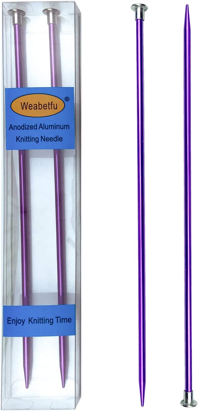 Weabetfu Aluminum Metal Knitting Needle,Colored Straight Single Pointed,10-inch Length for Handmade DIY Knitting,Size US 6(4.0mm) US 6 Purple