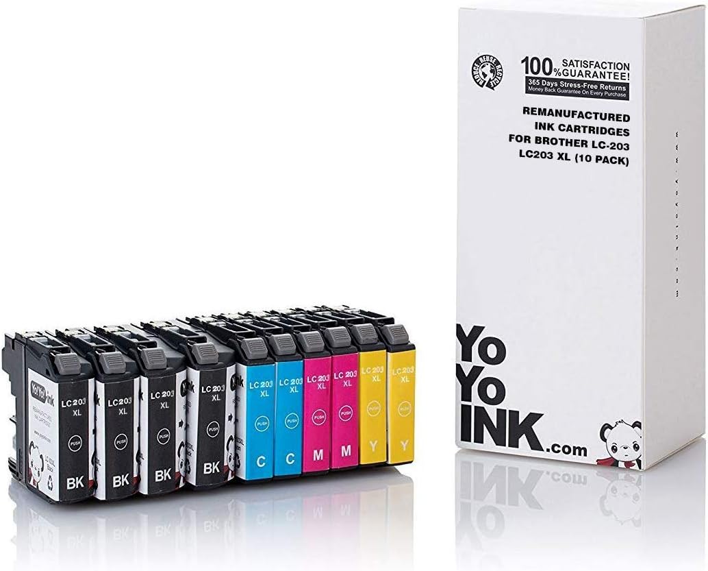 Compatible Printer Ink Cartridge Replacement for Brother LC-203 LC203 XL 203XL High Yield for J480DW MFCJ460DW (4 Black, 2 Cyan, 2 Magenta, 2 Yellow; 10 Pack)