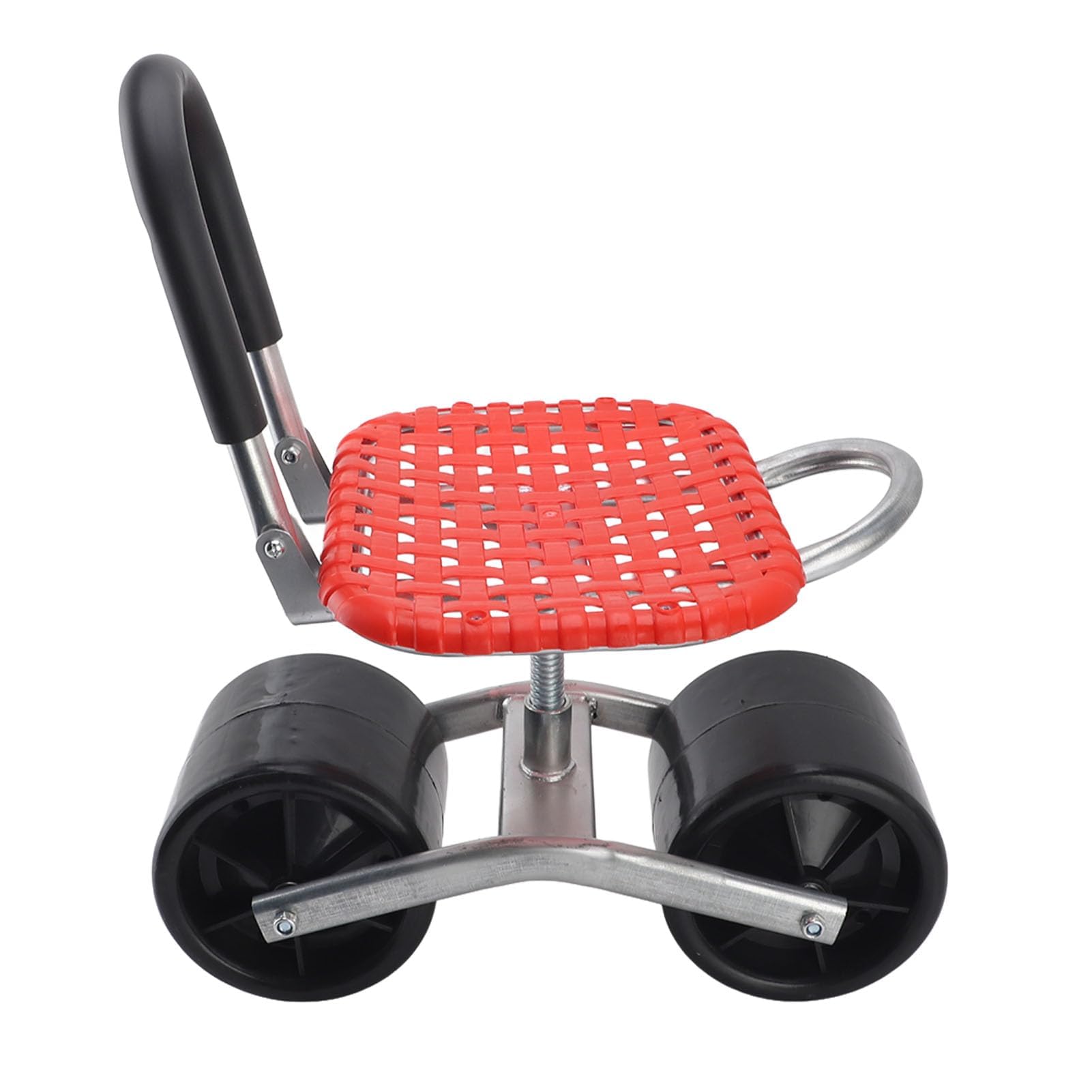 Ejoyous Taburete de Jardín con Ruedas, Asiento con Ruedas para Jardinería, Altura Ajustable 22-35 Cm, Asiento de Jardín Móvil, Ahorro de Mano de Obra, Rojo, Minimalista