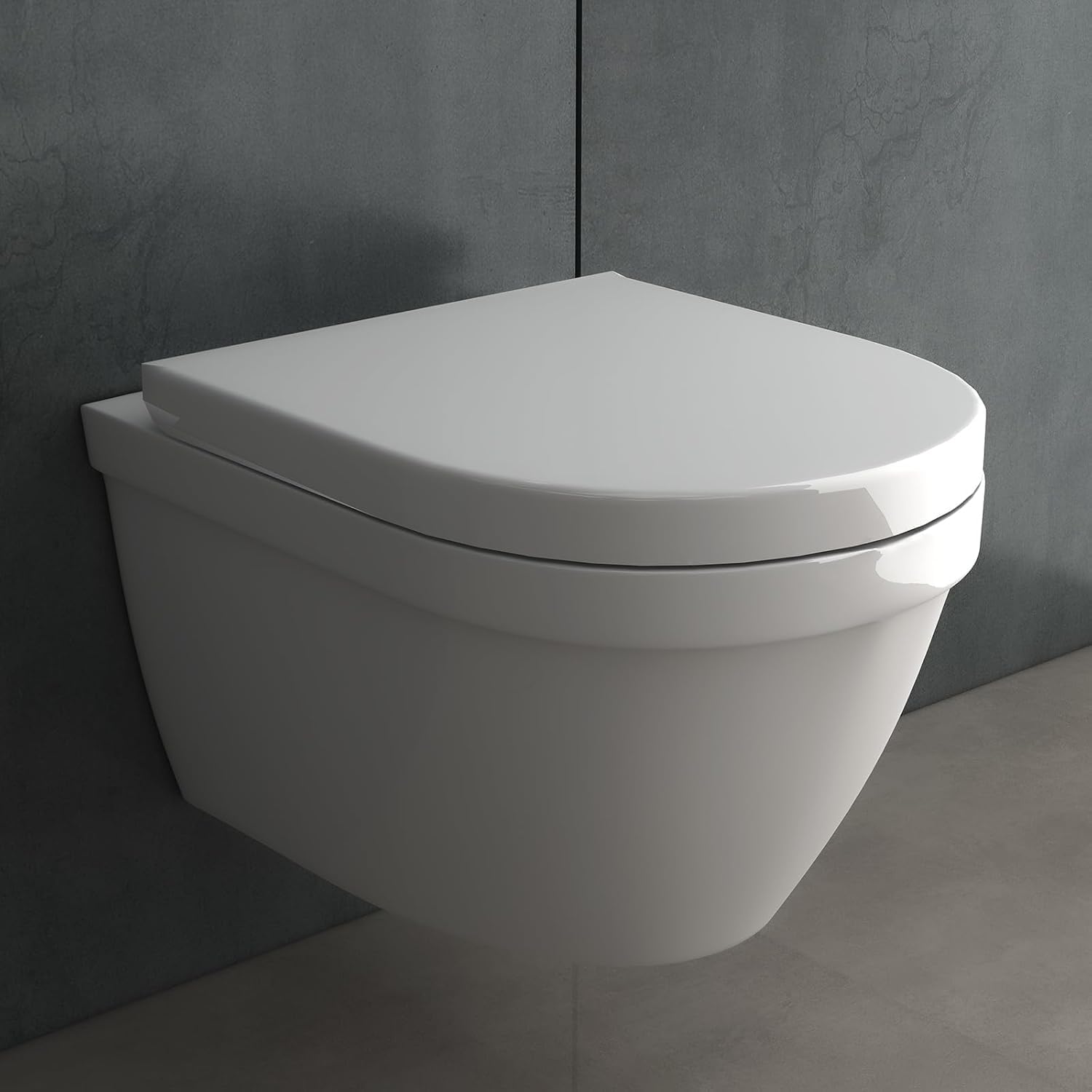 Alpenberger Wand WC Spülrandlos | Moderne Toilette WC Set | Tiefspüler Hänge WC | Toilettendeckel D Form | WC Sitz mit Absenkautomatik | Gäste WC mit Nano | Passend zu Geberit