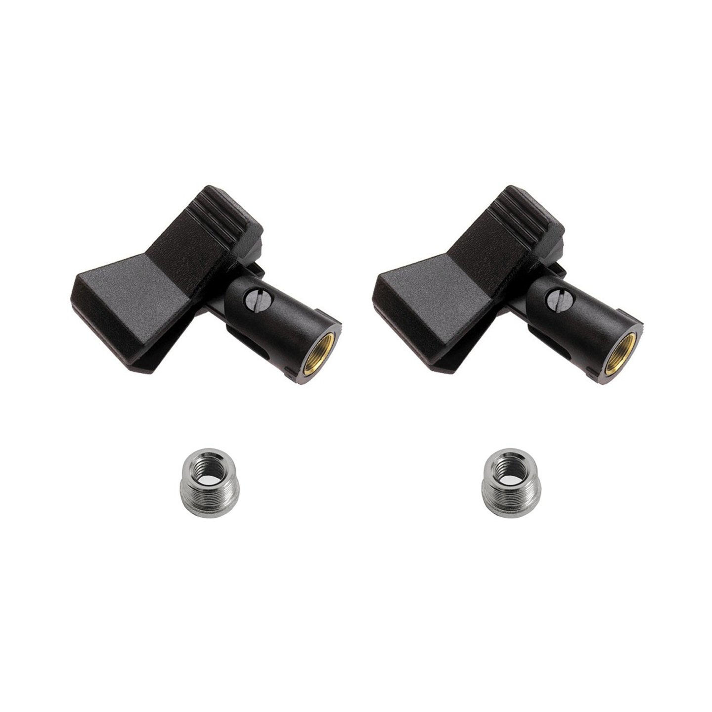 Audio 2000s MC417N2 Universal Microphone Clip Holder with Adapter (2 Pack)