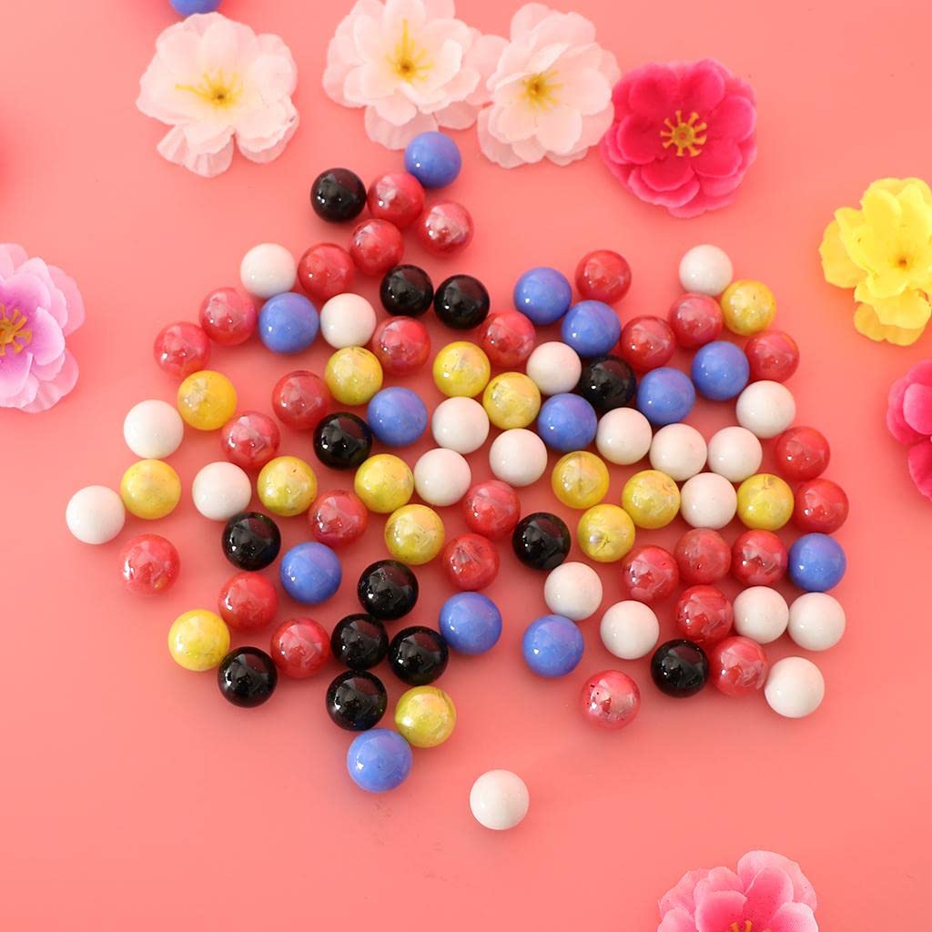 ATORSE 90Pcs 16Mm Colorful Glass Marbles, Kids Marble Run Game, Marble Solitaire Toy Accs Vase Filler & Fish Tank Home Decor-image-37