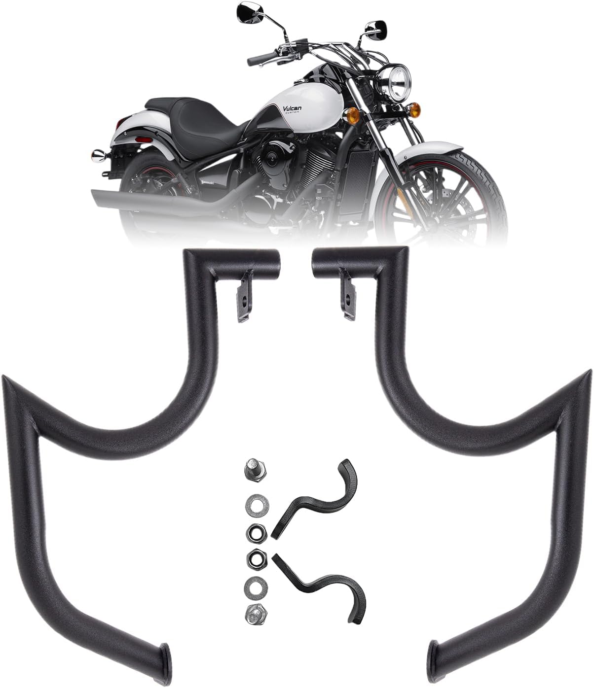 Kinglemc Engine Guard Highway Crash Bar for Kawasaki Vulcan 900 VN900 Classic Custom 2006-2024 (Mustache Style, Chrome)