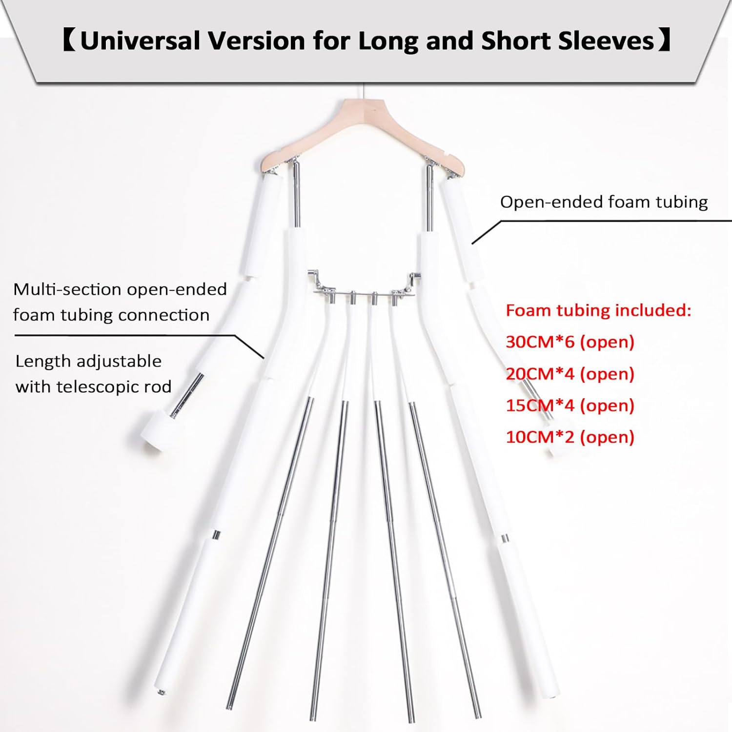 Esamploe Dress Form, Adjustable Clothing Mannequin Display, Metal Hanging Mannequin Female, 6-Bar Skirt Positioner, Universal for Both Long and Short Sleeves Dress