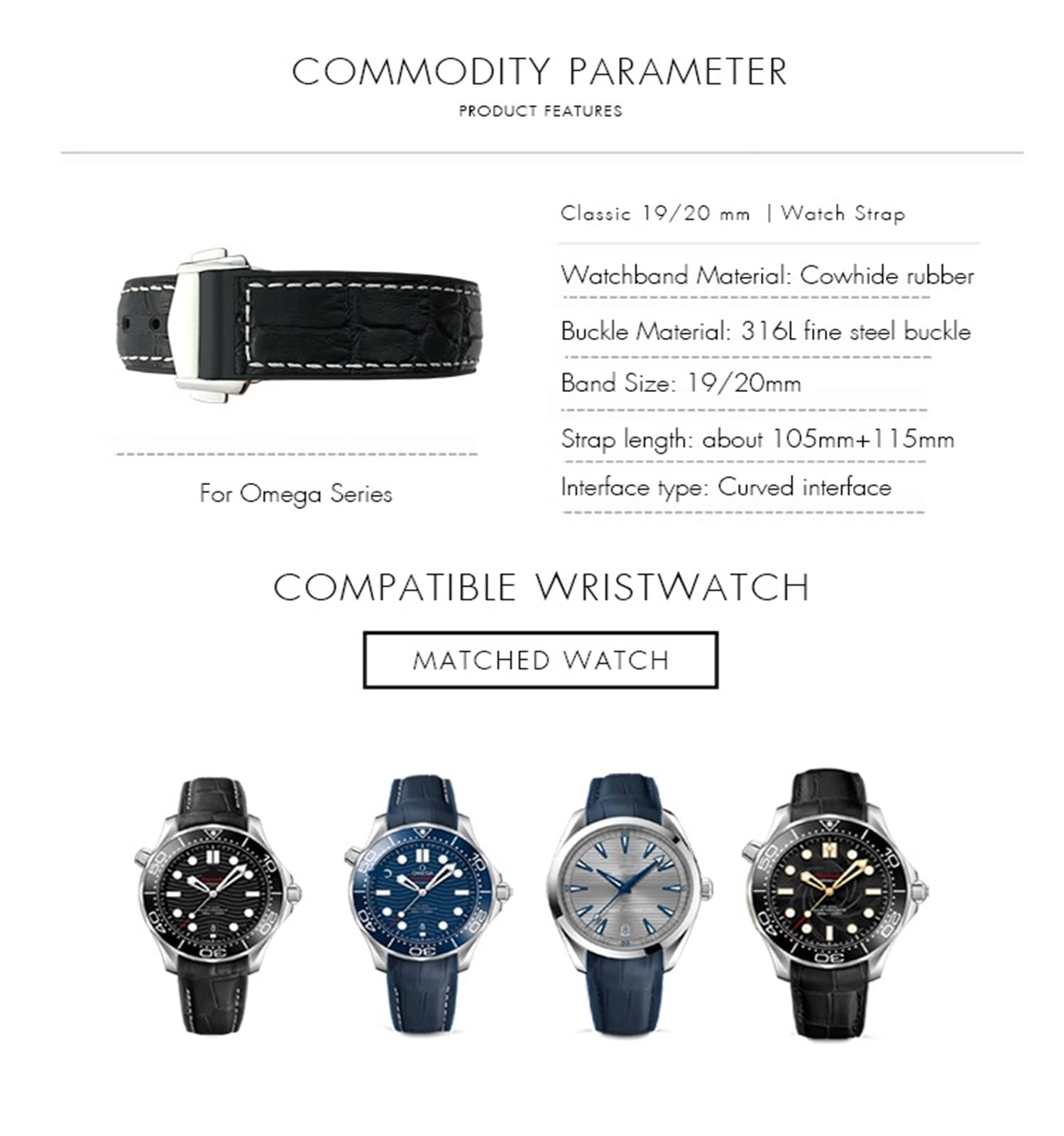 22mm paski do zegarków ze skóry bydlęcej dla Omega Seamaster 300 Speedmaster DE VILLE pasek do zegarka dla mężczyzn bransoletka punktowa klamra dla mężczyzny kobieta