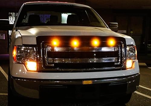 Miniatura 5 de iJDMTOY Juego de 4 piezas de iluminación LED de montaje de malla frontal amarillo ámbar de reacondicionamiento personalizado compatible con camiones