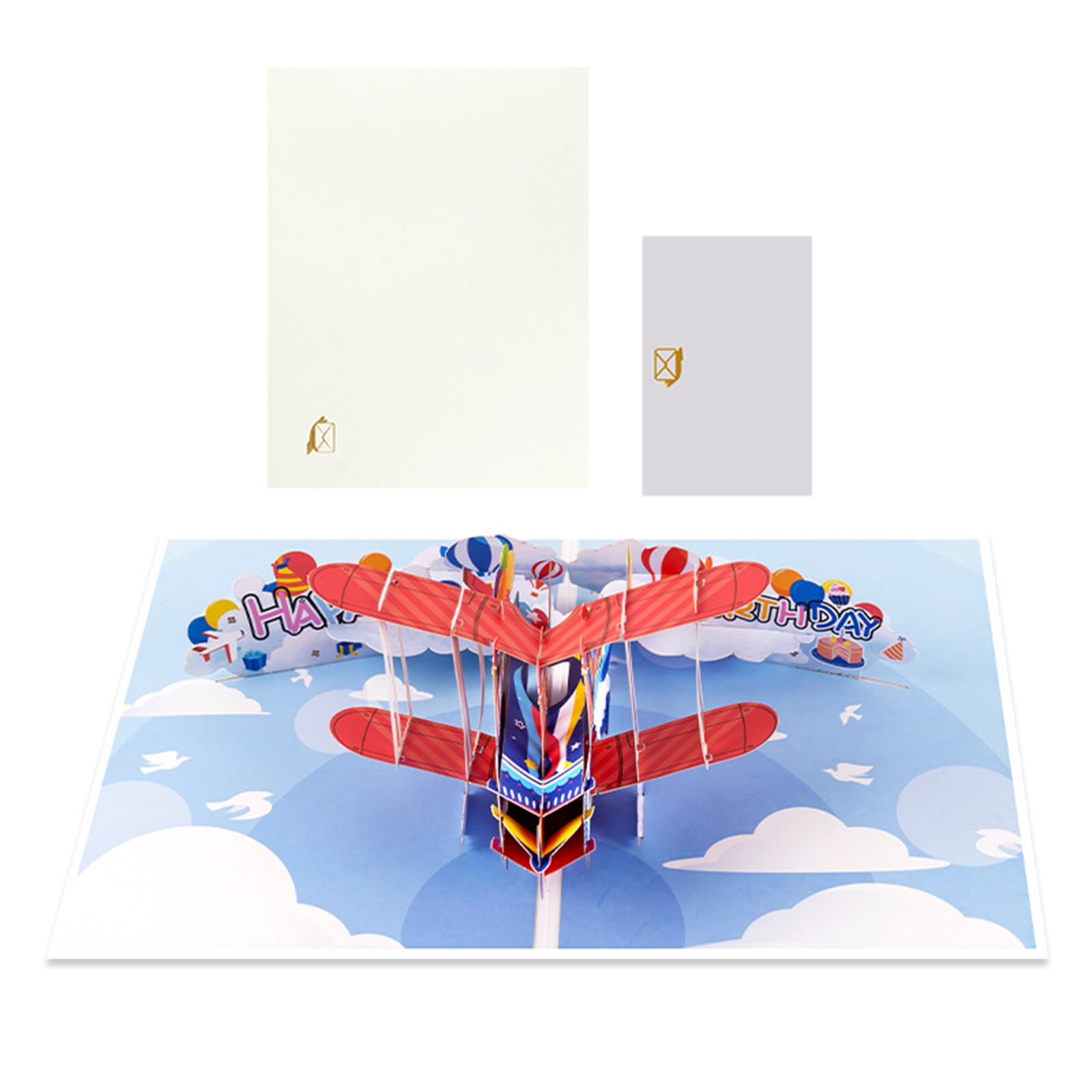 Tsophreniq Decorative Birthday Card Airplanes Hot Air Balloon Handcrafted Greeting with Blanks Note and Envelope Airplanes Balloon