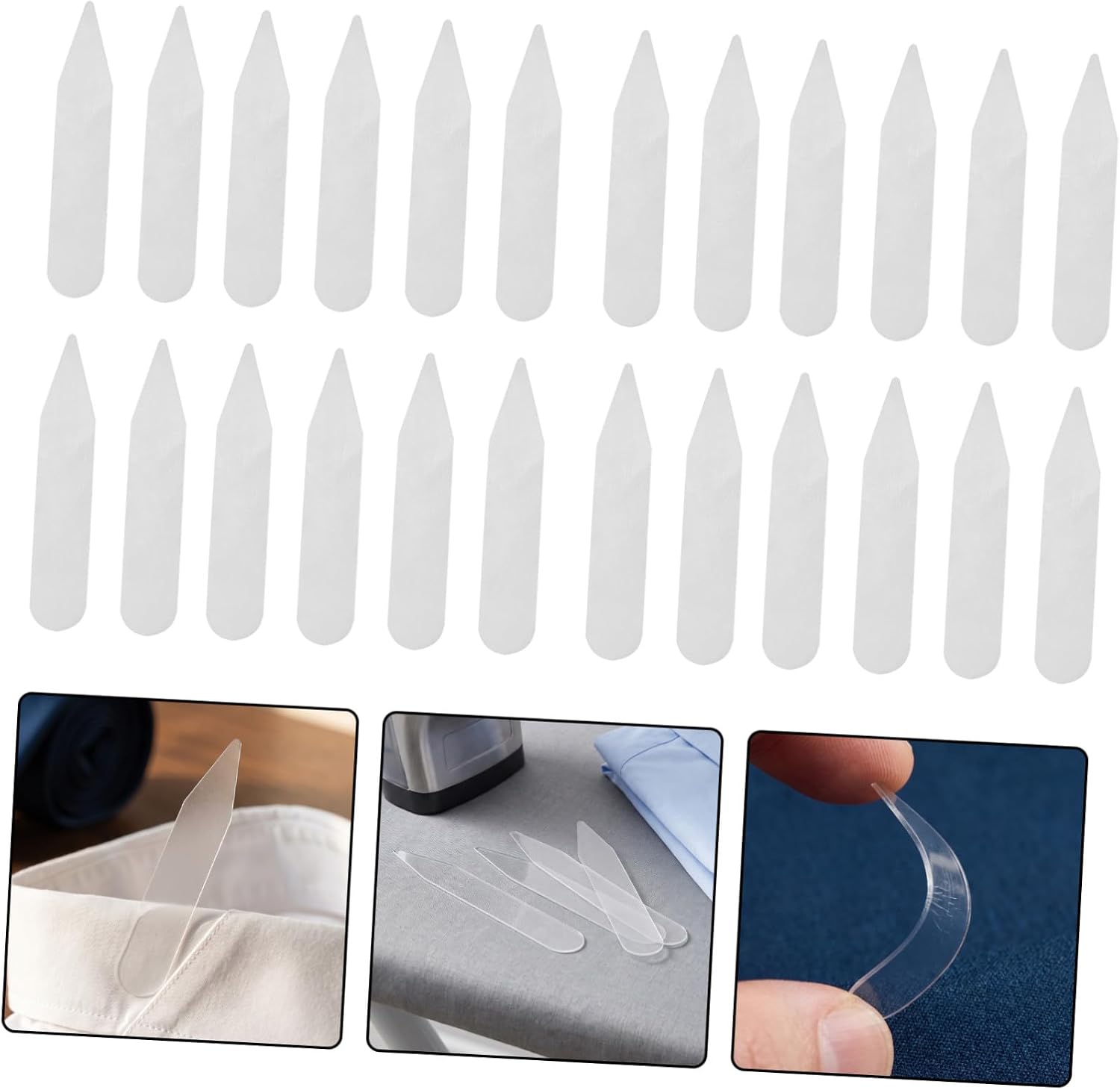 BESTYASH 200pcs PET Collar Stay Inserts for Men's Dress Shirts