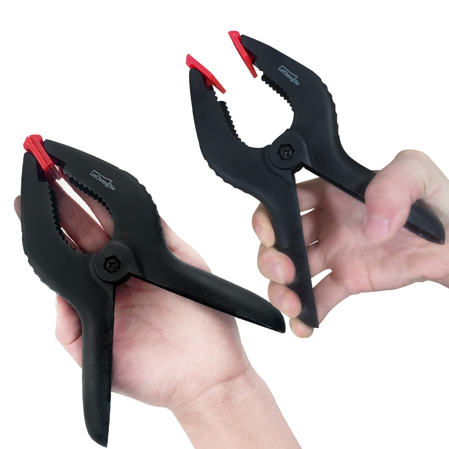 I Morsetti D'acciaio Della Molla Con Gomma Rossa Fornisce Di Punta Su Fondo Bianco Immagine - Foto 7