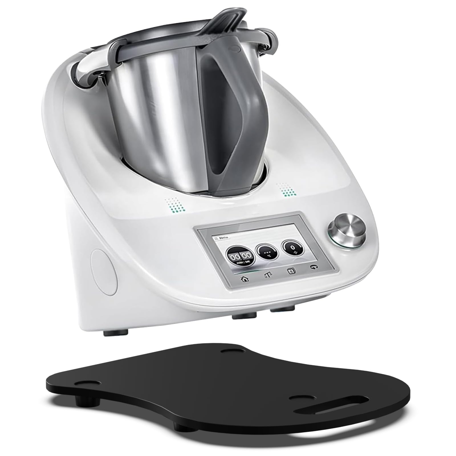 Konsimo Piano Scorrevole In Legno Oliato Per Bimby TM6/TM5/TM31 – Base Antiscivolo Per Robot Da Cucina, Accessorio Bianco