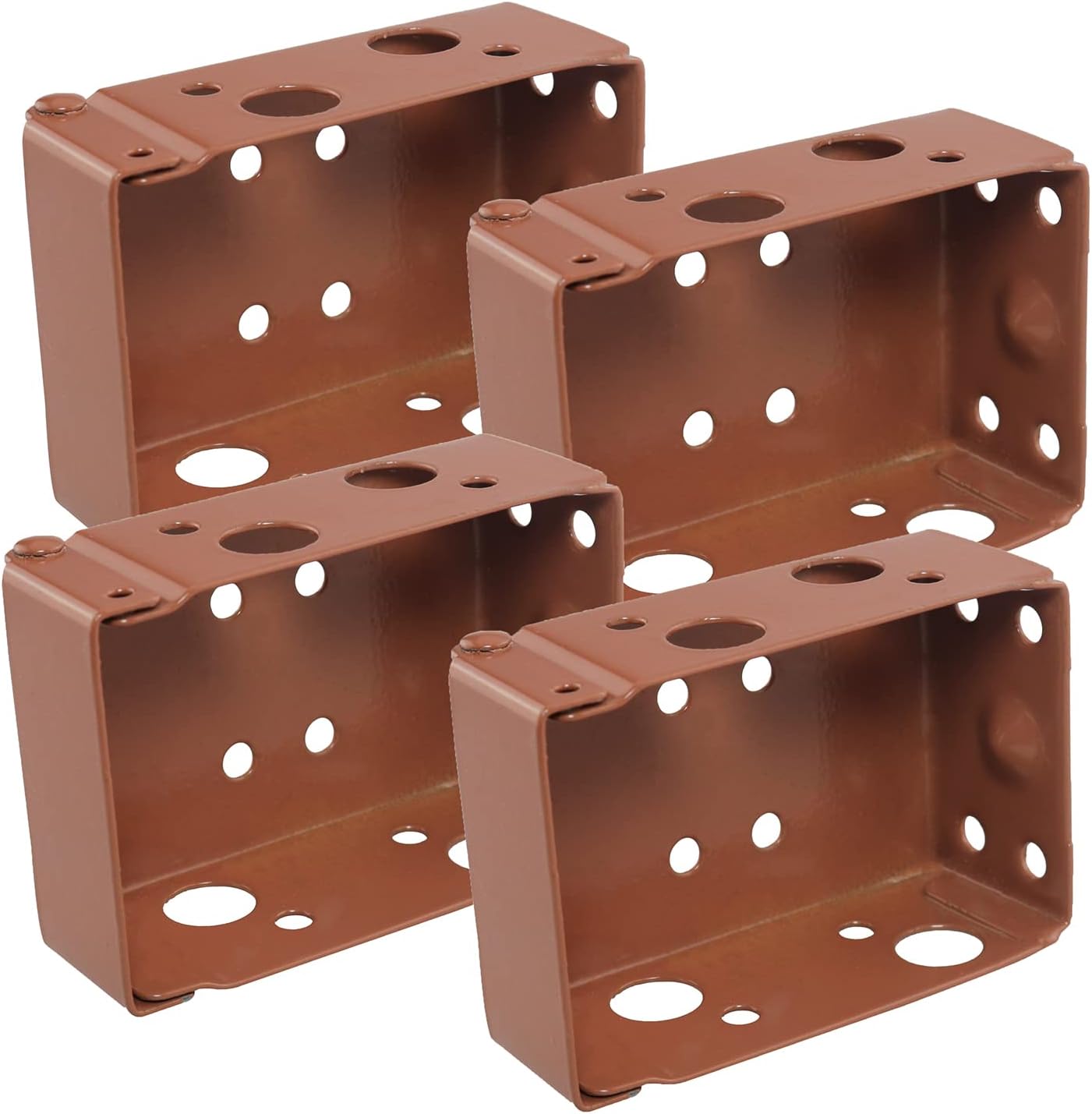 4PCS 2 inch Brown Low Profile Box Mounting Bracket for Headrail, Thin Box Railing Low Rail Blinds Bracket, Blinds Mounting Bracket
