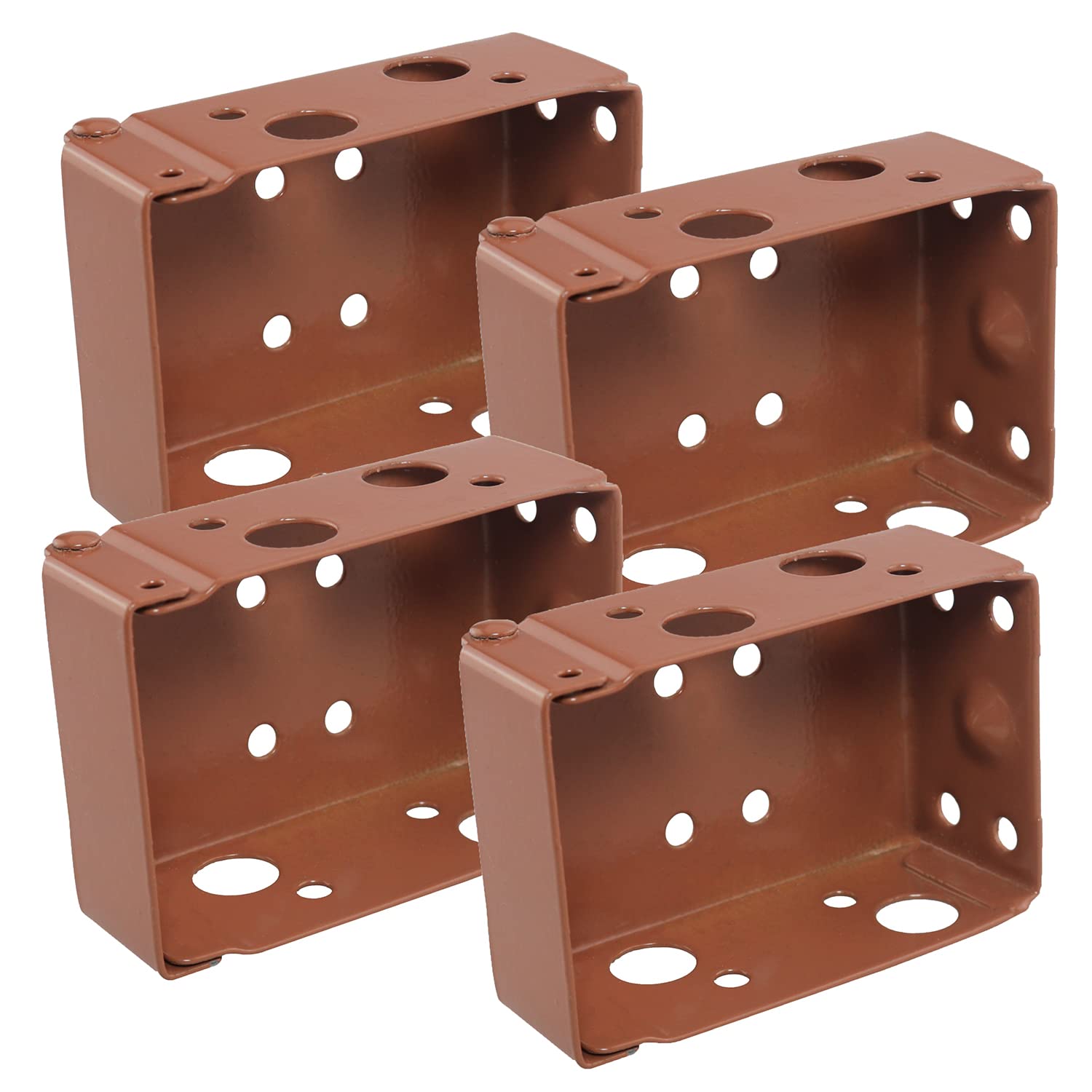 ZZLZX 4PCS 2 inch Brown Low Profile Box Mounting Bracket for Headrail, Thin Box Railing Low Rail Blinds Bracket, Blinds Mounting Bracket