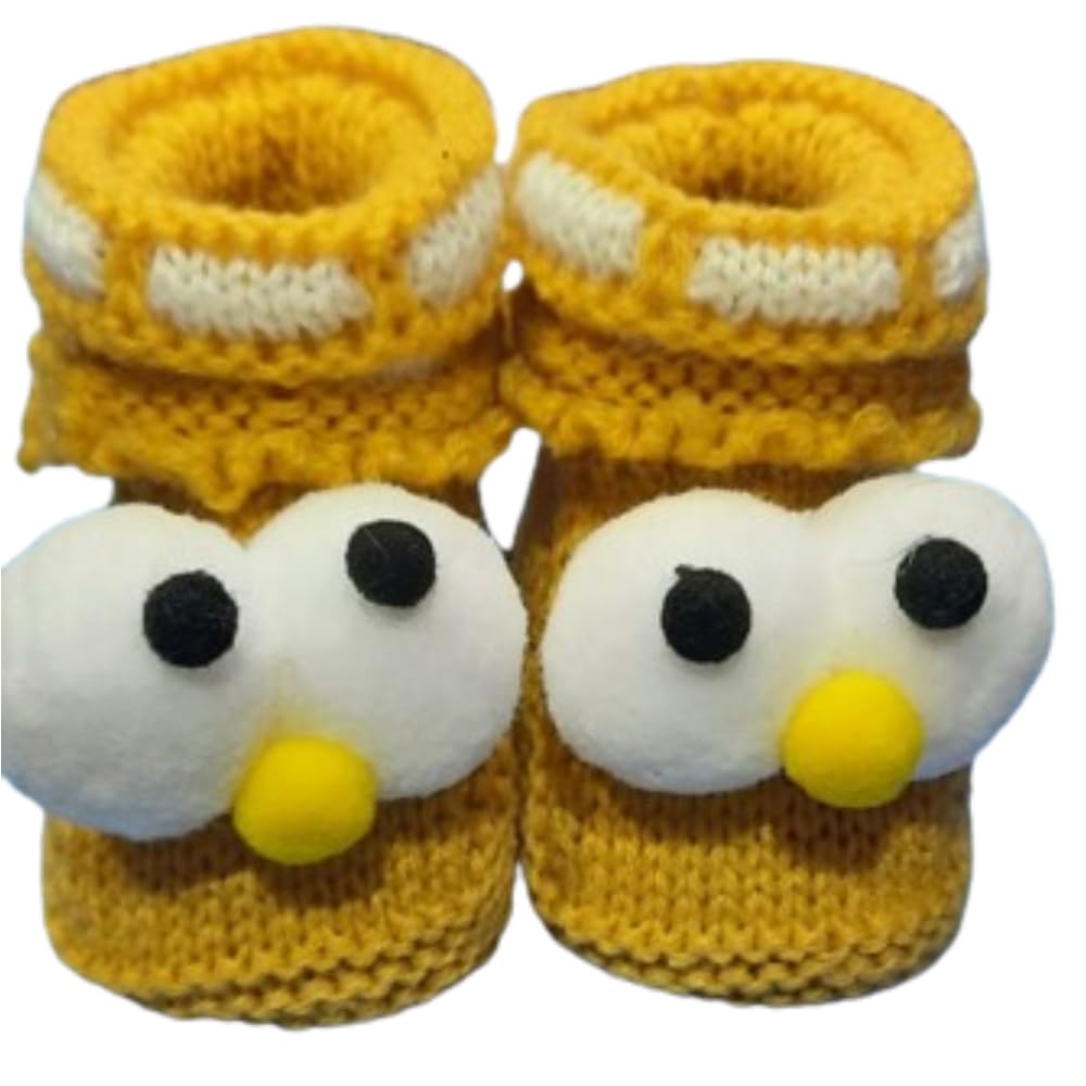 Sukhluxe Booties for New Born Baby Design Big Eye on Shoes Soft Woolen 0 to 1 Year