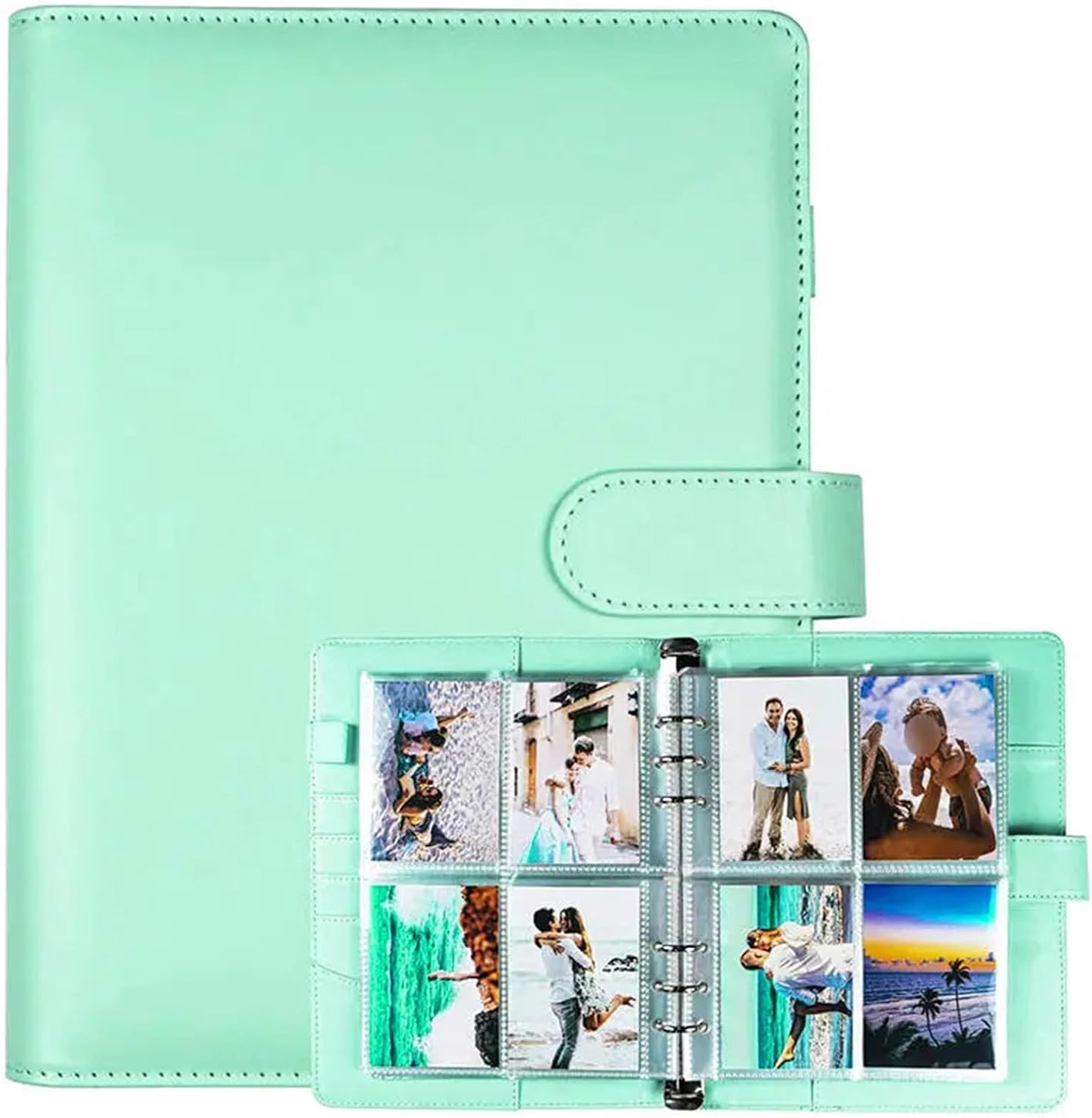 Photocard Binder 2 Set A5 Kpop Photo Card Binder Durability Faux Leather Album Can Hold 200 Photos Used To Collect(Green)