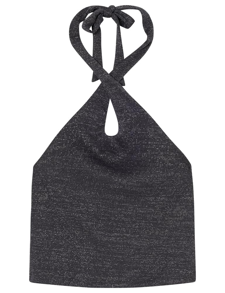 SPRINGFIELD Halter Top z Przodem Otwieranym i Brokatem Camiseta Dla Kobiet